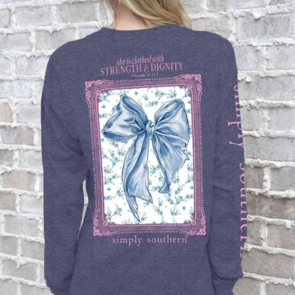 Simply Southern Clothed In Dignity Bow Long Sleeve T-Shirt